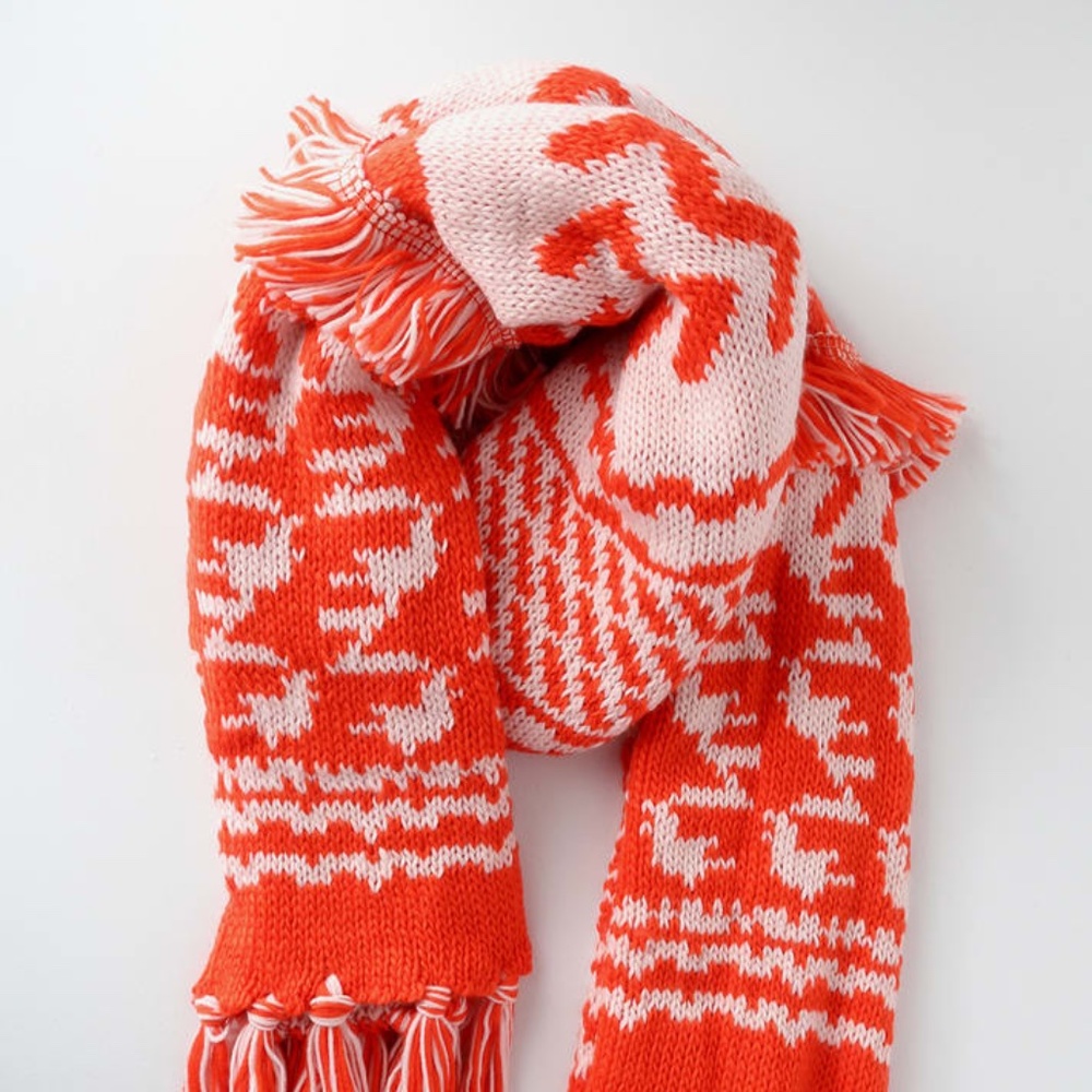 Free People Red and White Knit Scarf - Picture 7 of 8